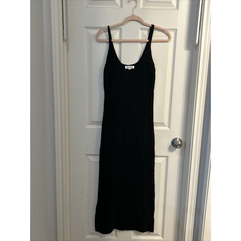 NWT Sweet Genesis Ribbed Sweater Knit Maxi Dress Sleeveless Black Size S